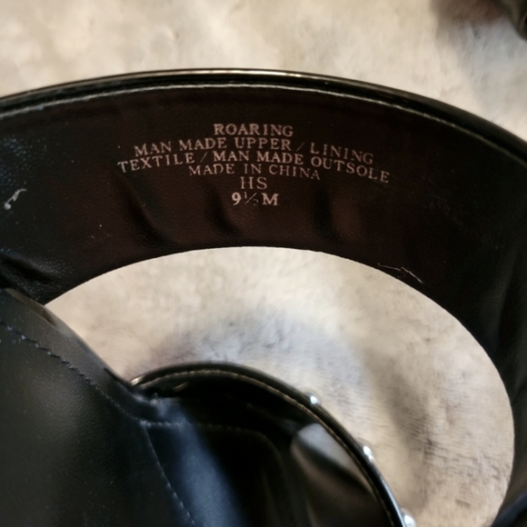 Charles by Charles David Roaring Silver-Studded Black Patent Chunky Heels US 9.5 - Picture 5 of 6